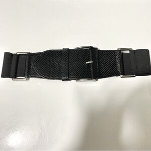 EXPRESS black goth Leather top stretchy elastic Back Wide Statement Belt S/M
